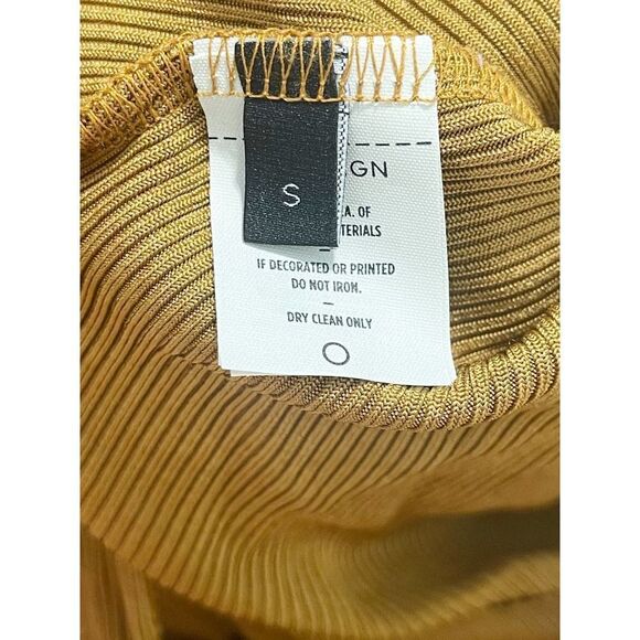 Goldsign The Rib Deep Bodysuit NWT Long Sleeve‎ Golden Yellow Ochre Small - Picture 5 of 16